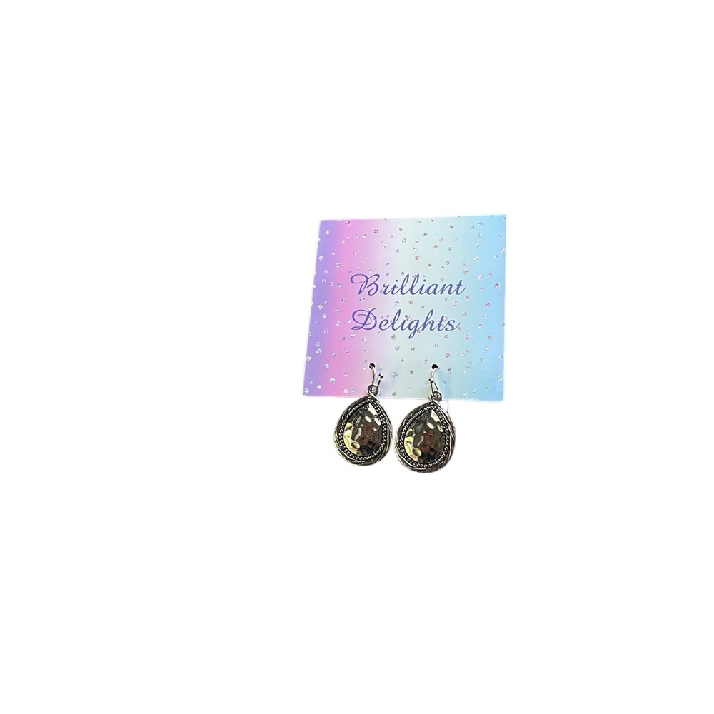 Silver and Brown Teardrop Dangle Earrings